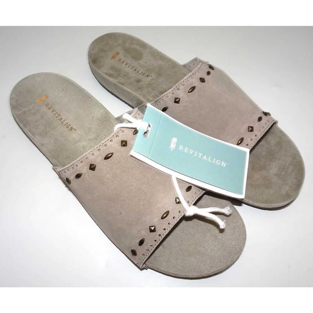 REVITALIGN Sofia Studd Women's Slide Sandal Size 12, Sand